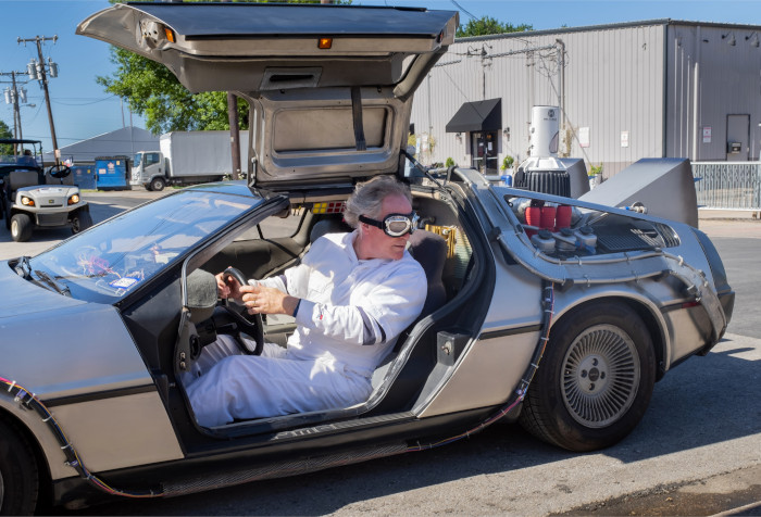 Photo DeLorean avec le Doc