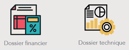 Icônes dossier financier et technique